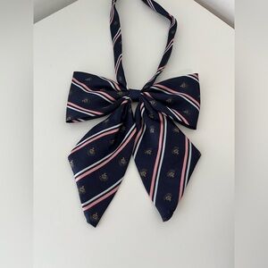 Blue Pink Striped Bow Neck Tie Schoolgirl Cosplay Academia Preppy